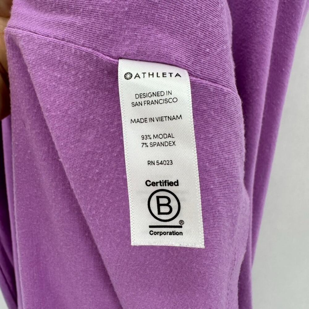 Athleta Santorini Midi Dress Size S Purple Travel Lounge Cozycore Preppy Bodycon - Picture 9 of 11